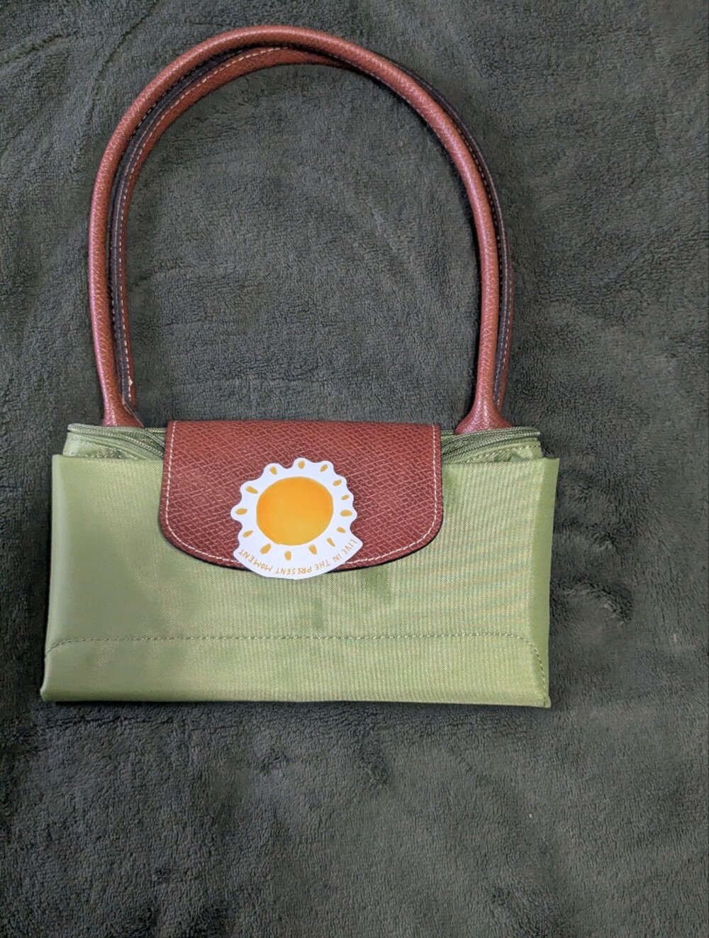 Olive Green and Brown Tote Bag